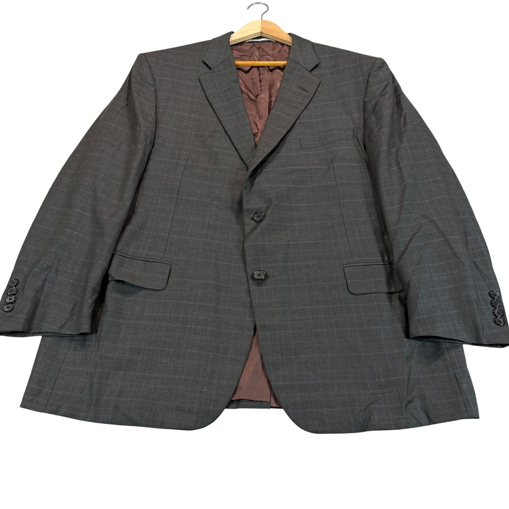 Hickey Freeman Mens 48R Loro Piana Super 130s Wool Blazer Green Plaid Legacy USA